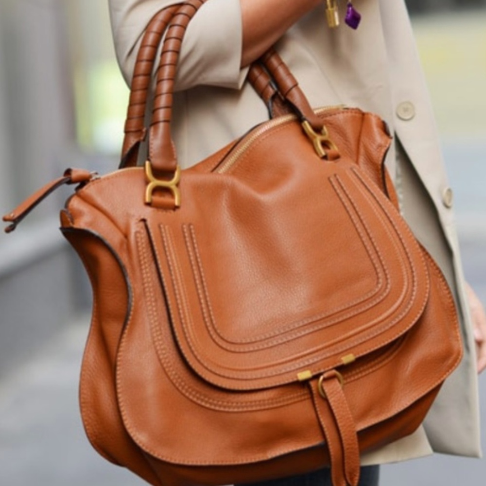 CHLOE Marcie Large Leather Handbag - Tan
